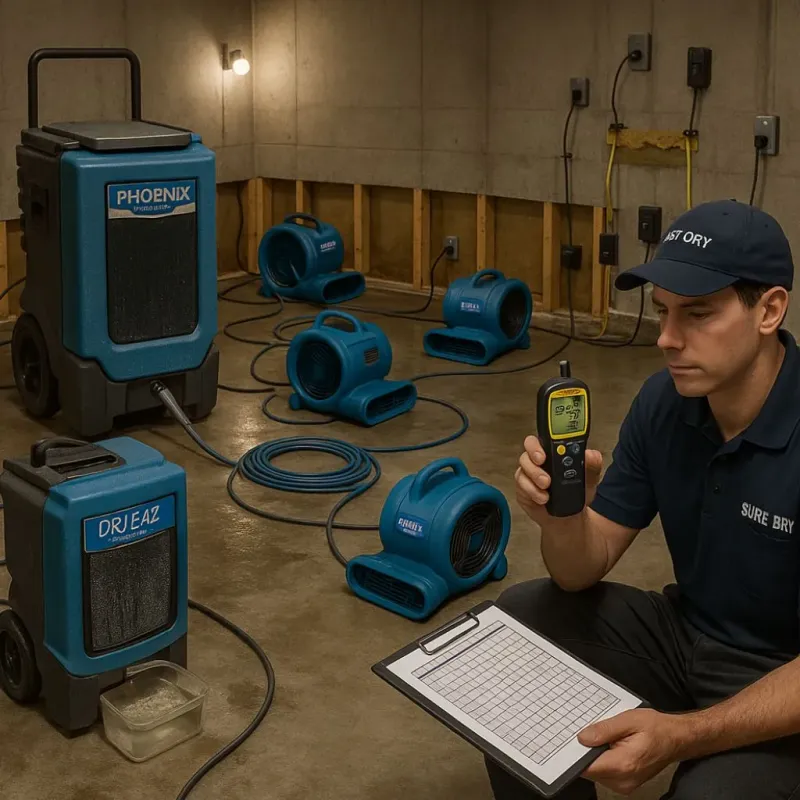 Structural Drying and Dehumidification process in Silver Firs, WA